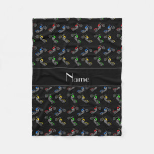Personalised name black motorcycles fleece blanket