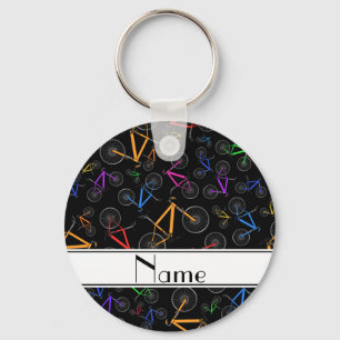 Personalised name black mountain bikes key ring