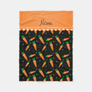 Personalised name black orange carrots fleece blanket