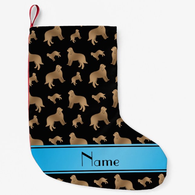 Personalised name black Otterhound dogs Small Christmas Stocking (Front)
