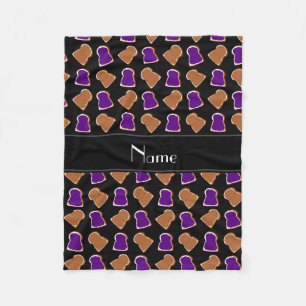 Personalised name black peanut butter jelly fleece blanket