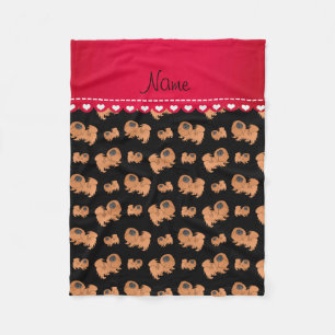Personalised name black Pekingese dogs Fleece Blanket