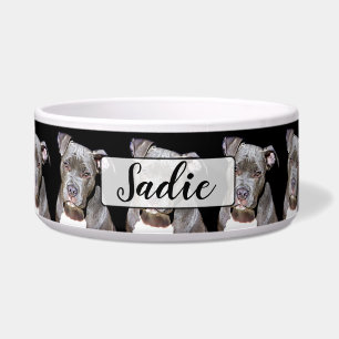 Personalised Name Black Pit bull Dog Bowl