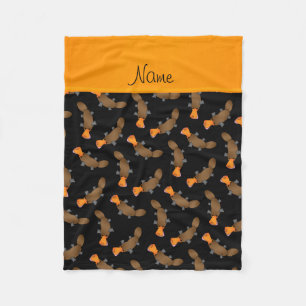 Personalised name black platypus pattern fleece blanket