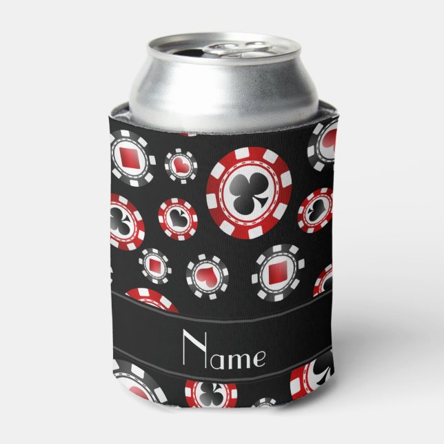 Personalised name black poker chips can cooler (Can Front)