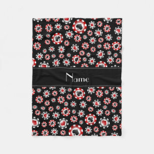 Personalised name black poker chips fleece blanket