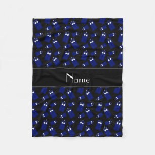 Personalised name black police box fleece blanket