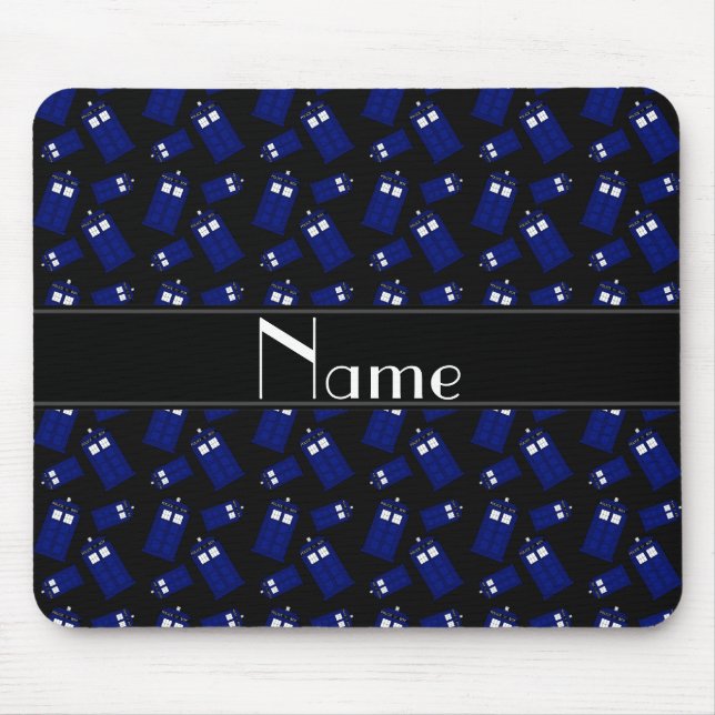 Personalised name black police box mouse mat (Front)