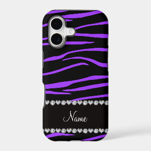 Personalised name black purple zebra stripes