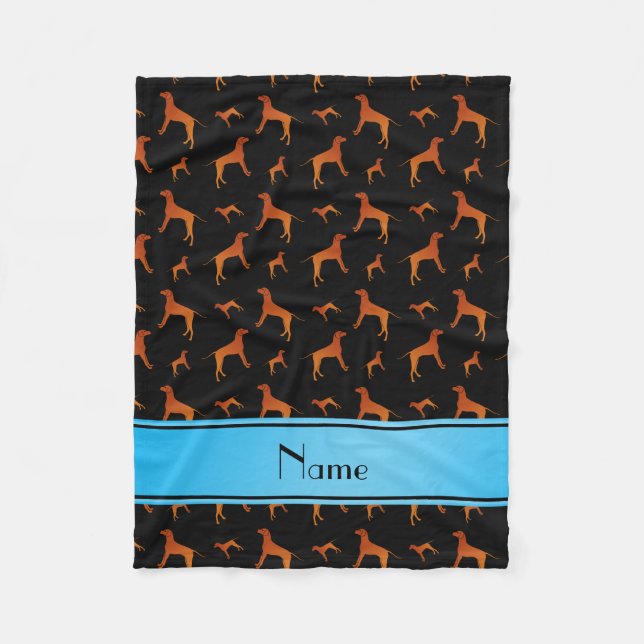 Personalised name black Rhodesian ridgeback dogs Fleece Blanket (Front)