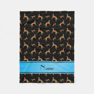 Personalised name black Saluki dogs Fleece Blanket