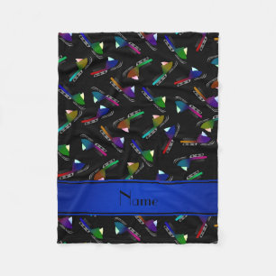 Personalised name black snowmobiles fleece blanket