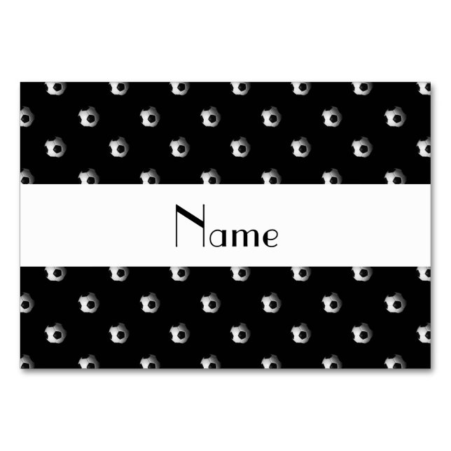 Personalised name black soccer balls table number (Front)