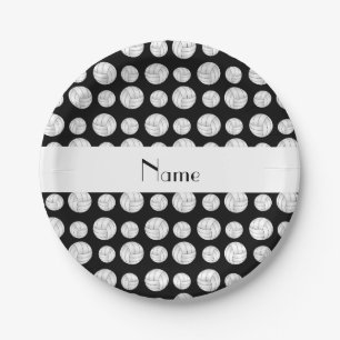 Personalised name black volleyball balls paper plate