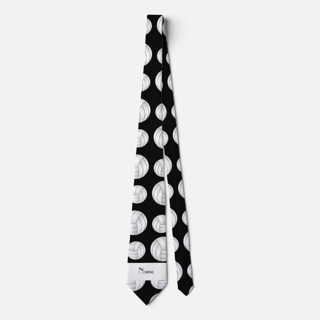 Personalised name black volleyball balls tie (Front)