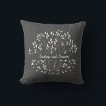 Personalised Name Black White Botanical Wedding Cushion<br><div class="desc">Personalised Stylish Black White Hand Painted Floral Wedding Throw Pillow</div>