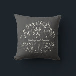 Personalised Name Black White Botanical Wedding Cushion<br><div class="desc">Personalised Stylish Black White Hand Painted Floral Wedding Throw Pillow</div>