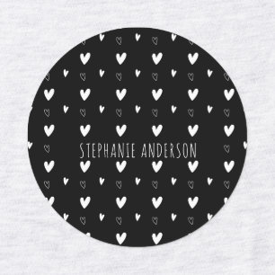 Personalised Name Black White Heart Playful Kids
