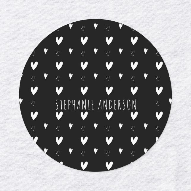 Personalised Name Black White Heart Playful Kids (Design 1)