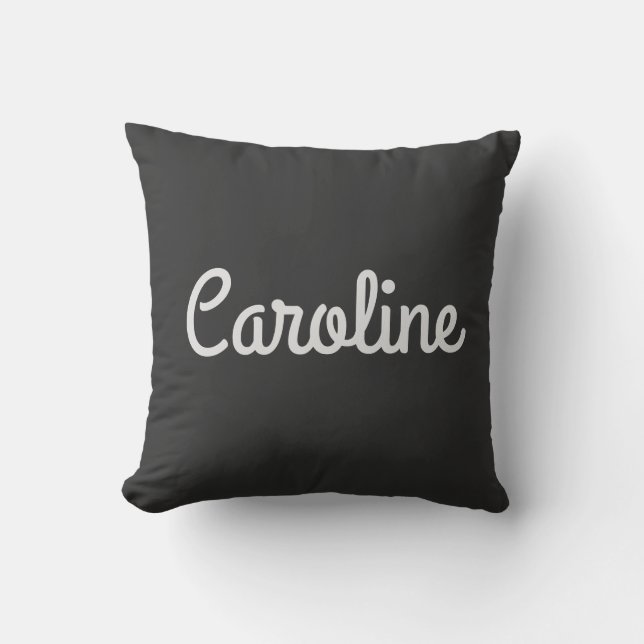 Personalised Name Black White Script Name Modern Cushion (Front)