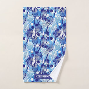 Personalised Name Blue Arty Tennis Towel