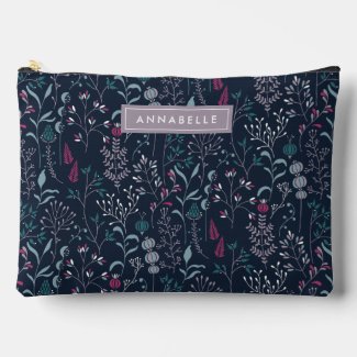 Personalised Name Blue Boho Floral Pattern