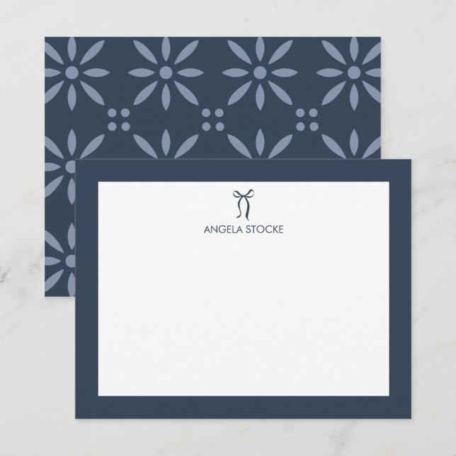 Personalised Name Blue Bow Card (Front/Back)