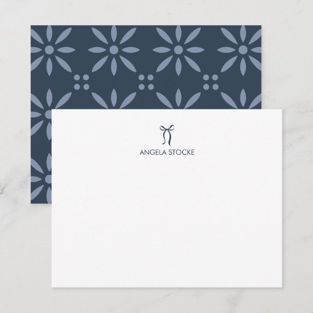 Personalised Name Blue Bow Card (Front/Back)