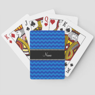 Personalised name blue chevrons playing cards