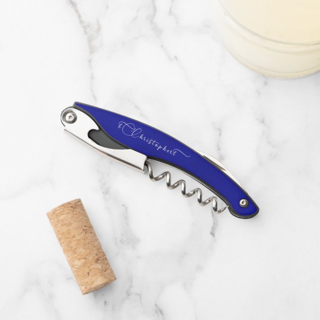 Personalised Name Blue Colour  Corkscrew (Front)