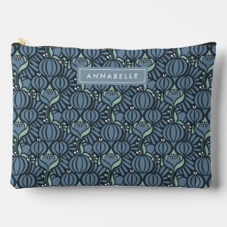 Personalised Name Blue Floral Damask Pattern