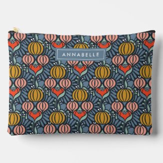 Personalised Name Blue Floral Damask Pattern