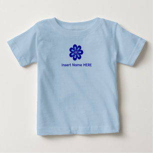 Personalised Name Blue Floral Evil Eye 4 Good Luck Baby T-Shirt