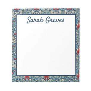 Personalised Name Blue Floral Pattern Notepad