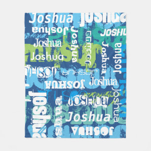 Personalised Name Blue Green Subway Art Fleece Blanket