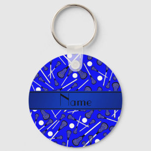 Personalised name blue lacrosse key ring