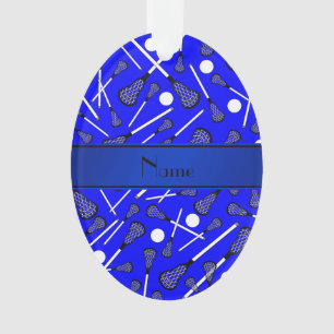 Personalised name blue lacrosse ornament