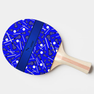 Personalised name blue lacrosse ping pong paddle