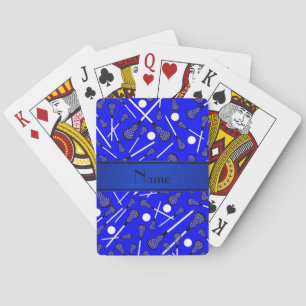 Personalised name blue lacrosse playing cards