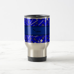 Personalised name blue lacrosse travel mug