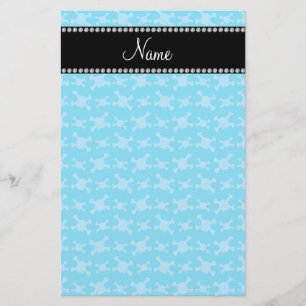 Personalised name blue skulls pattern stationery