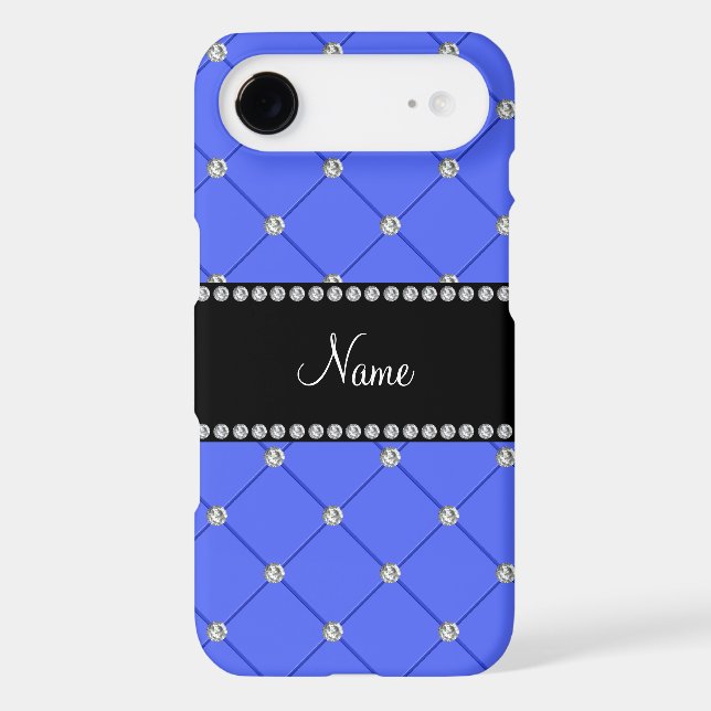 Personalised name blue tuft diamonds Case-Mate iPhone case (Back)