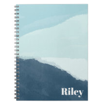 Personalised Name, Blue Watercolor Notebook
