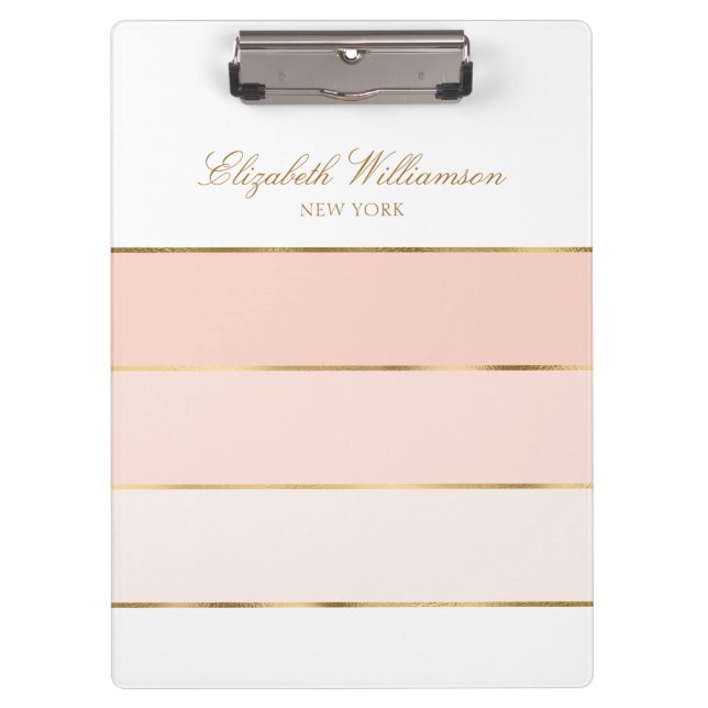 Personalised Name Blush Pink Gold Clipboard (Front)
