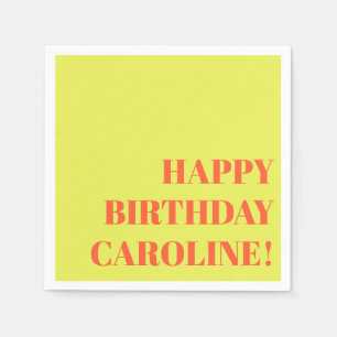 Personalised Name Bold Chartreuse Modern Birthday Napkin