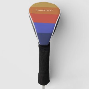Personalised Name Bold Colourful Stripes Golfer Golf Head Cover