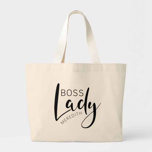 Personalised Name Boss Lady Logo Large Tote Bag (Front)