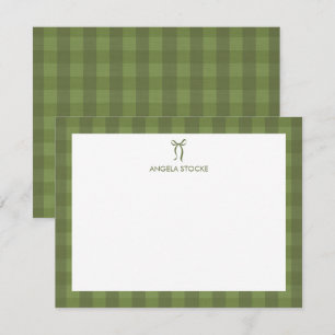 Personalised Name Bow Green Gingham Card
