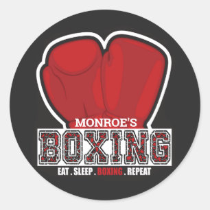 Personalised NAME Boxer Boxing Glove Prize Fighter Classic Round Sticker