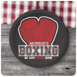 Personalised NAME Boxer Boxing Glove Prize Fighter Paper Plate